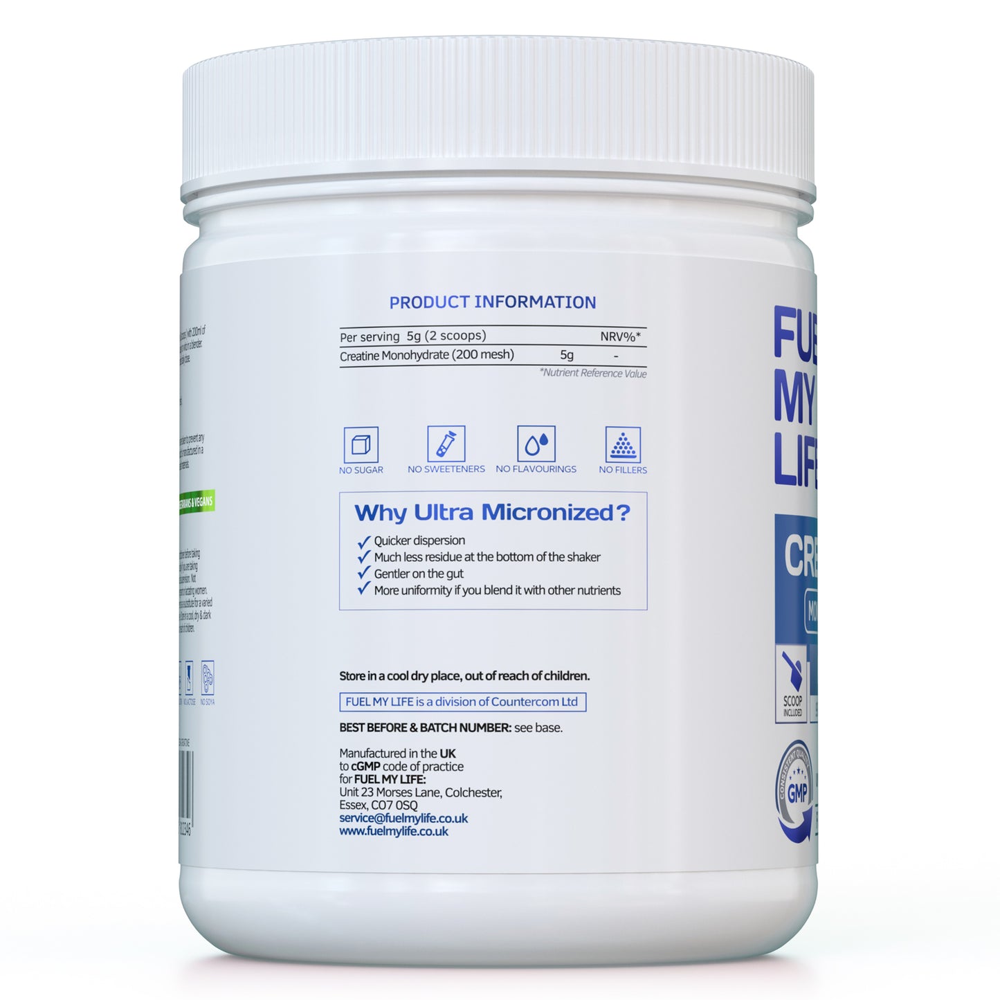 Creatine Monohydrate Powder - 500g (100 Servings) - Ultra Micronized 200 Mesh