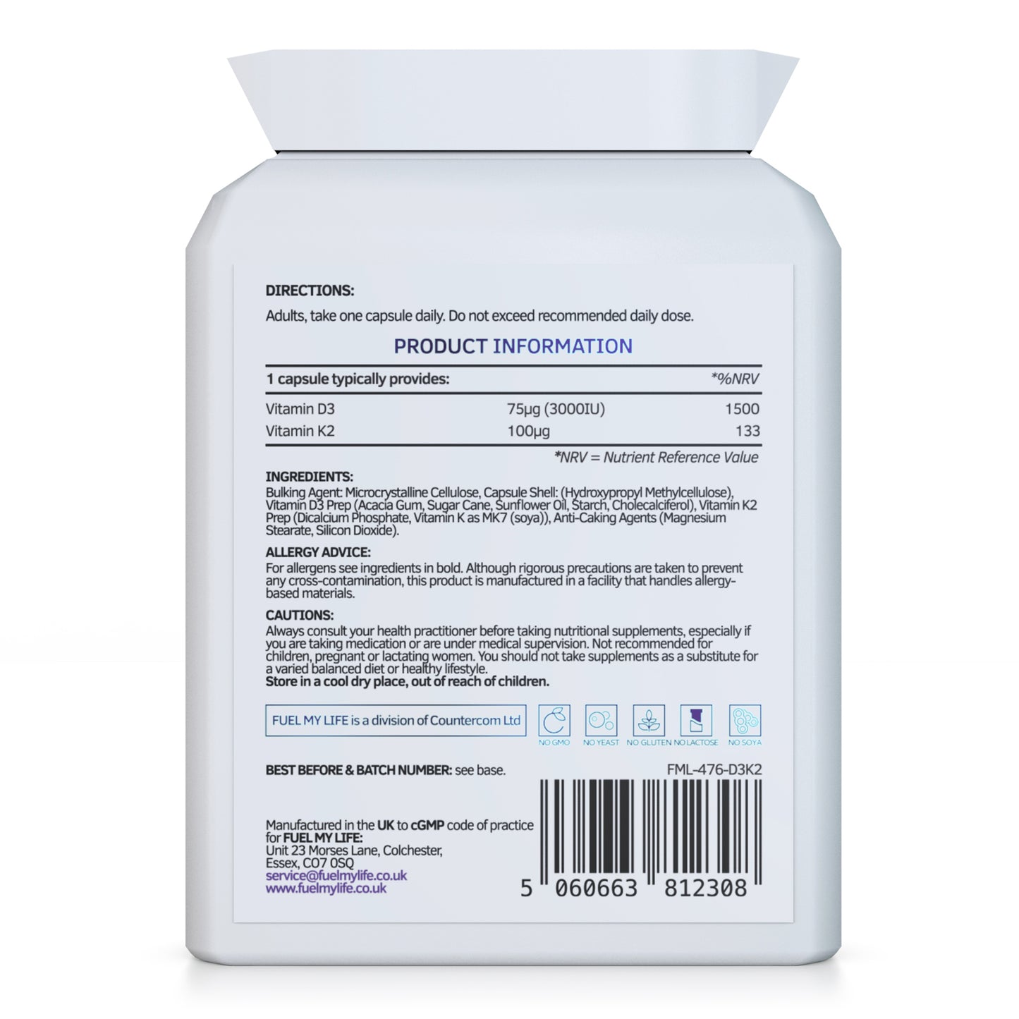 Vitamin D 3,000 IU & Vitamin K2 100ug MK7