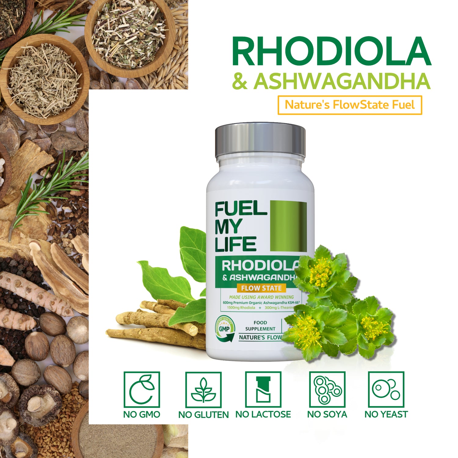 Flow State: Rhodiola and Ashwagandha with L-Theanine